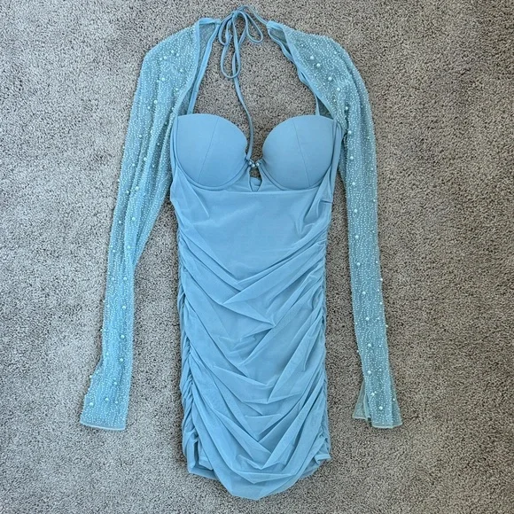 oh polly blue glitter dress Pilar Vegan Leather Tie-Front Dress Black / Regular / XS main image 1